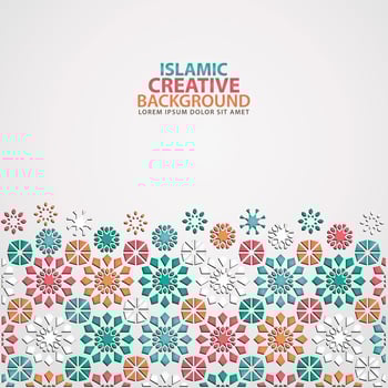 Islamic ornament of mosaic for greeting card background template vector