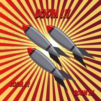 Boom icon pop art design. Flying missile bomb vector. vector