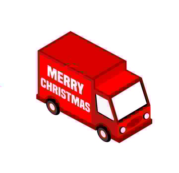 Winter Christmass truck city isometric car for a festive vector