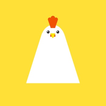 Cute little chicken isolated on color background. bird farm, poultry animal concept icon, vector illustration and stock