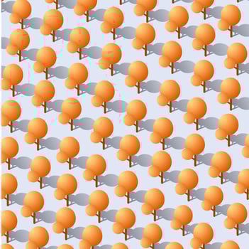 Isometric 3d park with a Orange tree of summer nature forest landscape vector