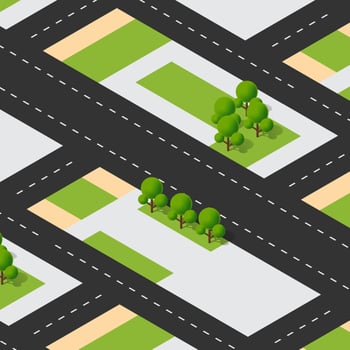 Isometric 3d block module of the district part of the city vector