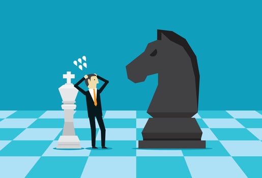 Businessmen play pieces to lose vector