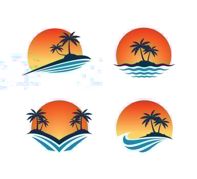 beach logo set vector