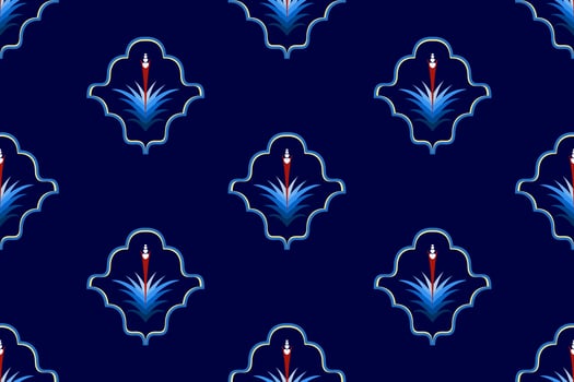 Moroccan ikat ethnic seamless pattern design. Aztec fabric carpet mandala ornament native boho chevron textile decoration wallpaper. Tribal turkey African Indian traditional embroidery vector