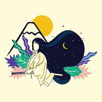 Beautiful samurai girl vector illustration