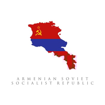 Armenian soviet socialist republic flag map. isolated on white background vector