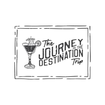 american vintage illustration the journey is the destination for t shirt design vector