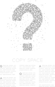 Abstract Geometric Circle dot pixel pattern Question mark sign icon, Doubt concept design black color illustration on white background with copy space, vector eps 10
