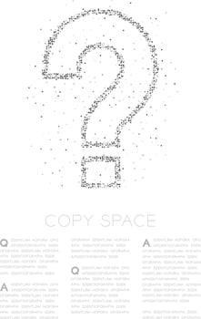 Abstract Geometric Circle dot pixel pattern Question mark sign icon, Doubt concept design black color illustration on white background with copy space, vector eps 10