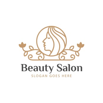 luxury nature beauty logo. elegant line art beauty woman with flower logo design vector template