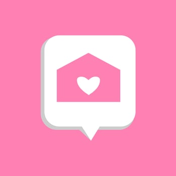 Vector illustration of 3D love letter icon. Speech bubble with envelope and heart. Happy Valentine's day mail notification symbol. Romantic greeting card design for web, email, social media, banner.