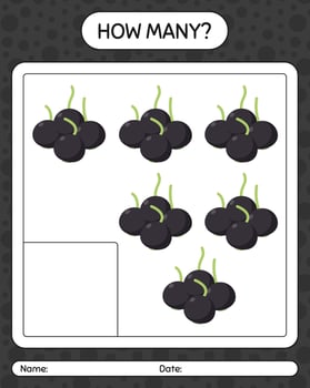 How many counting game with dewberry. worksheet for preschool kids, kids activity sheet, printable worksheet vector