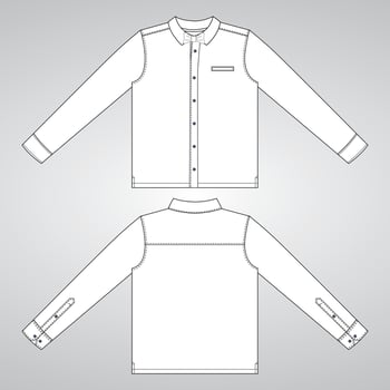Long sleeve Relaxed Fit formal shirt overall technical fashion sketch drawing Vector illustration. Shirt Flat Mockup template Front and back view.