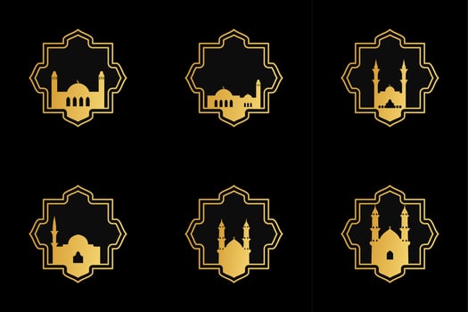 Set of mosque ornament illustration vector