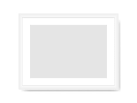 White photo frame template. Empty rectangular horizontal banner with gray center realistic design for picture and promotional vector image