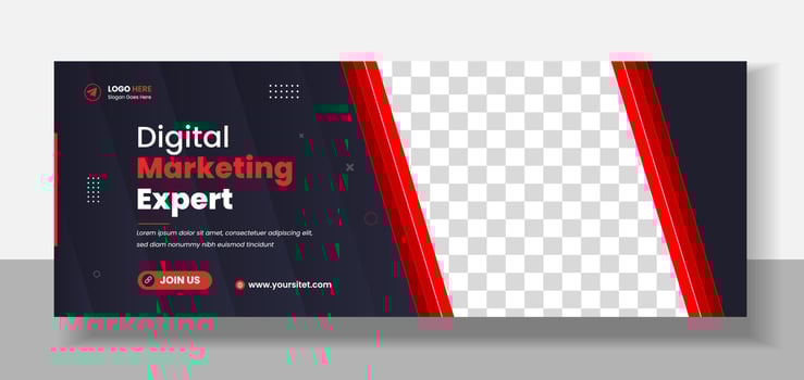 Digital marketing Social Media Cover photo Template Design . digital marketing agency web banner. business marketing social media cover design with red color. web banner. social media cover design. vector