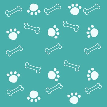 Bone and paw pattern backgroun. Many dogs paw print and bones. Cartoon vector style for your design.