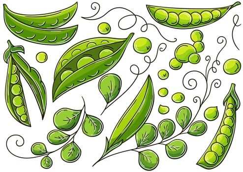 Set of vector illustrations in hand drawn style