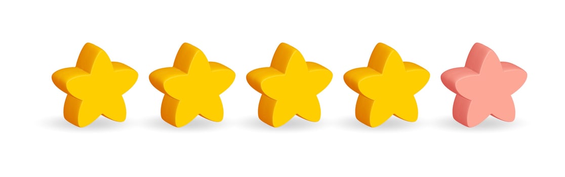 Five stars, glossy yellow and pink colors. vector
