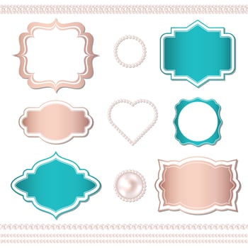 Vector set of banners, pearl decor elements. Vector template for your design
