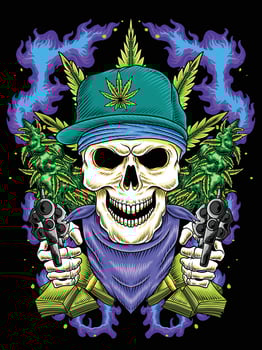 Skull head gangsta hip hop style design vector
