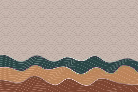 abstract wave style background with geometric japanese pattern and wavy striped lines vector