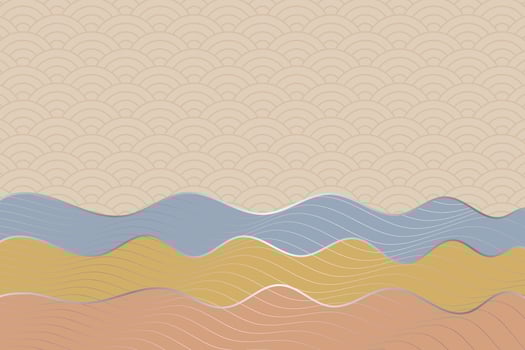 abstract wave style background with geometric japanese pattern and wavy striped lines vector