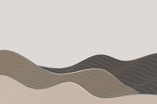 abstract wave style background with geometric japanese pattern and wavy striped lines vector