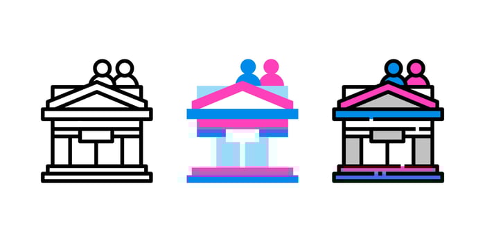 census office and district icon set vector