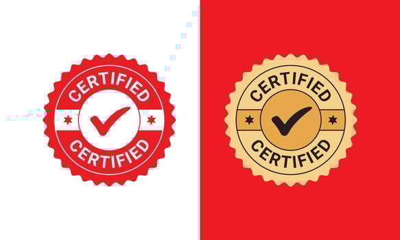 Certified logo rubber stamp style design, red rubber stamp on white vector