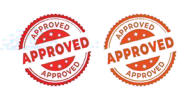 Approved stamp design, red round approved sign vector