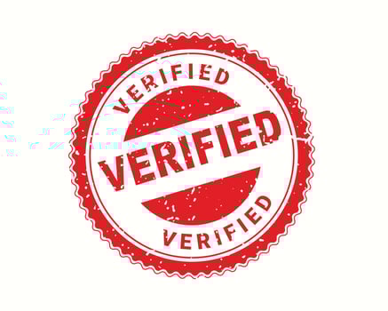 Verified stamp rubber style, red round grunge approved sign, rubber stamp on white, vector illustration