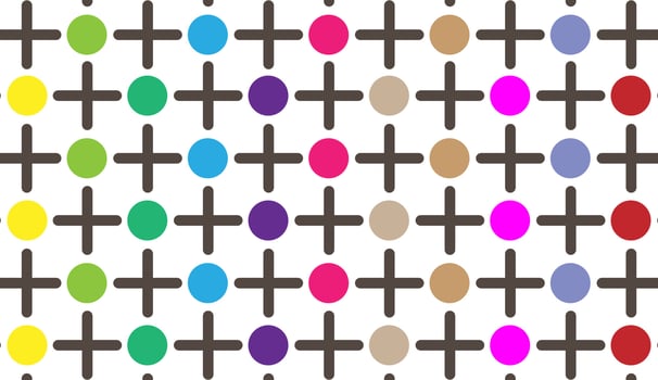 Classic polka dot ornament and plus. Seamless pattern repeating circle. Simple geometric shape motif background. Geo surface print vector