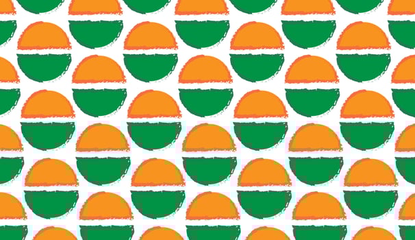 Semicircle seamless pattern. Orange and green modern style motif design. Can be used for posters, brochures, postcards, and other printing needs. Vector illustration