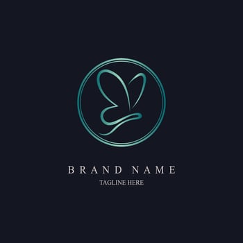 butterfly line style monogram logo design template for brand or company and other vector