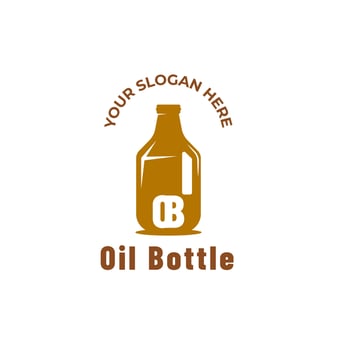 Logo design Plastic bottle icon. Simple illustration of brown tall container for water, liquid, oil. vector