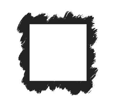 Grunge stencil square frame with brush painted frame. Template with brush stroke. Rectangular border with grunge overlay. Vector illustration isolated on white background