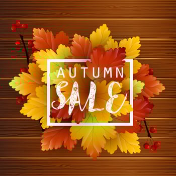 Autumn sale on wood background.Vector vector