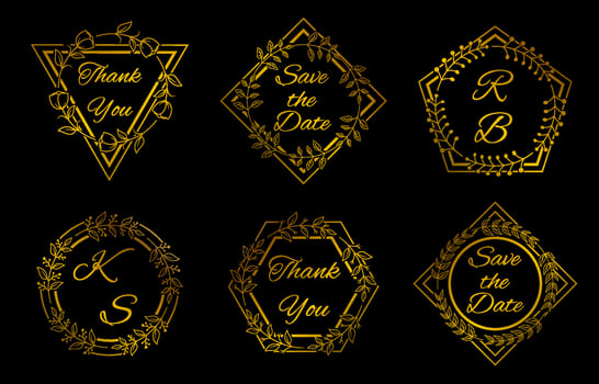 Elegant Wedding Monogram with Floral Set vector
