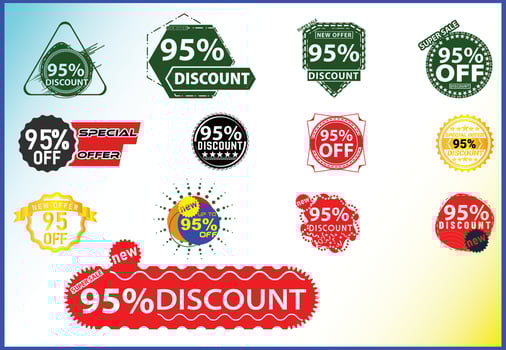 95 percent off new offer logo and icon design template bundle vector