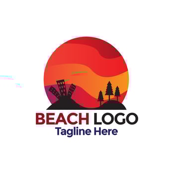 Beach logo design vector. Beach resort and summer logo design vector