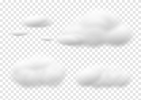Realistic white cloud vectors isolated on white background, Fluffy cubes like white cotton wool