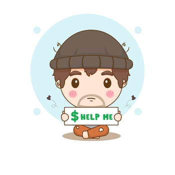 Cartoon character of Homeless Bum Poor begging money vector