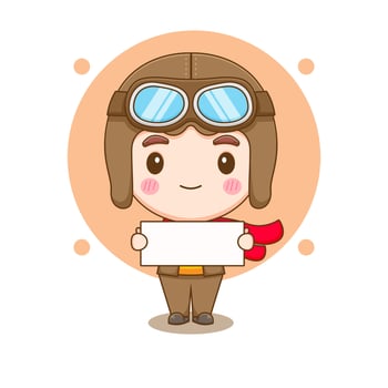Cute little boy in pilot costume cartoon illustration vector