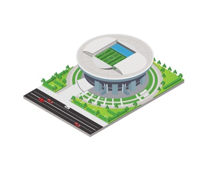 Isometric style illustration of a football stadium vector