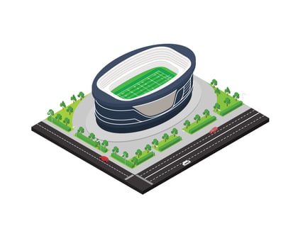 Isometric style illustration of a football stadium vector