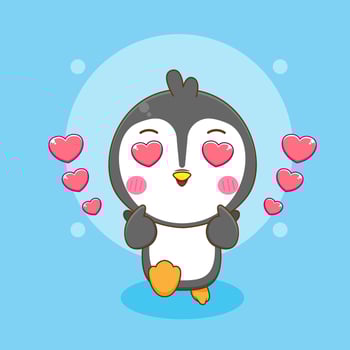 Cute Penguin full of love Chibi Character Illustration vector