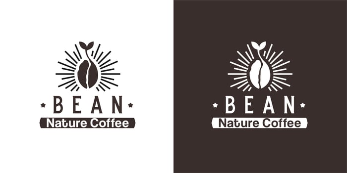 illustration logo vector graphic of light shine coffee bean growing with the small leaf fit for coffee bean farmer, shop, cafe, coffee house, coffee powder, coffee garden. natural product coffee