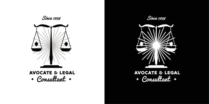 ILLUSTRATION VECTOR GRAPHIC OF LAW SCALES WEIGHER SILHOUETTE GOOD FOR AVOCATE AND LEGAL CONSULTANT LAW FIRM LOGO VINTAGE
